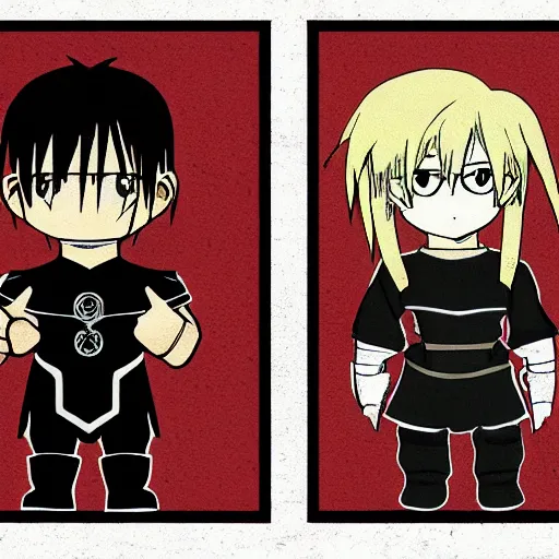 Prompt: vector style, full metal alchemist al and alphons