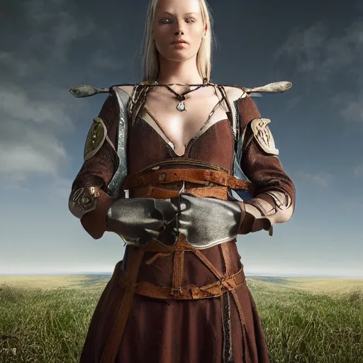 Prompt: portrait of a stunningly beautiful medieval norse maiden, depth of field, zeiss lens, detailed, symmetrical, centered, fashion photoshoot, by Annie Leibovitz and Steve McCurry, David Lazar, Jimmy Nelsson, Breathtaking, 8k resolution, extremely detailed, beautiful, establishing shot, artistic, hyperrealistic, beautiful face, octane render