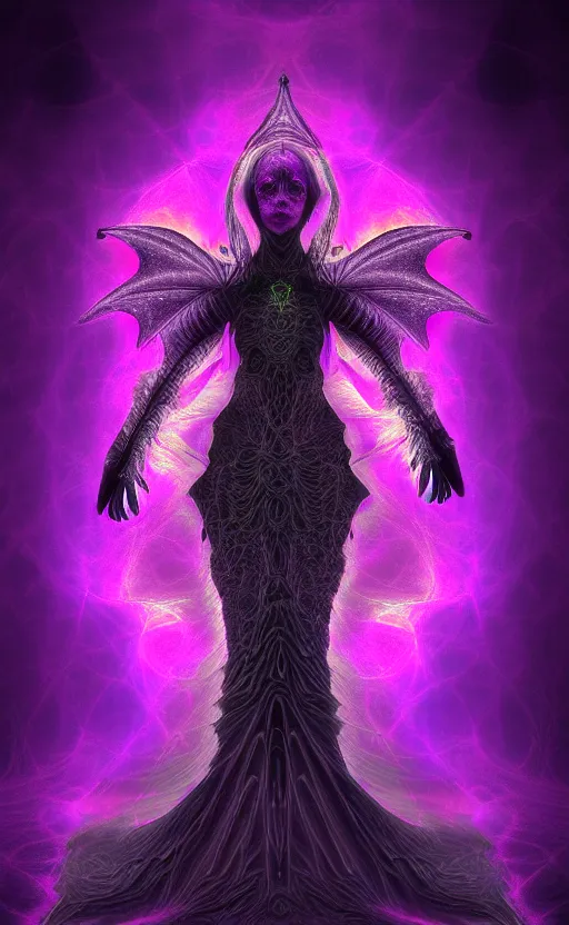 Image similar to Gothic princess in dragon armor made of Fractal flame,