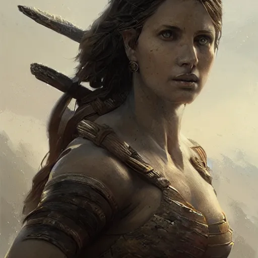 Image similar to a portrait of an spartan woman, Matte painting , detailed painting, greg rutkowski