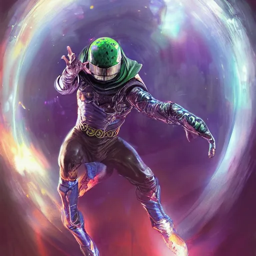 Prompt: Mysterio from Marvel Comics, by Stanley Artgerm Lau, WLOP, Rossdraws, James Jean, Andrei Riabovitchev, Marc Simonetti, Yoshitaka Amano, ArtStation, CGSociety,