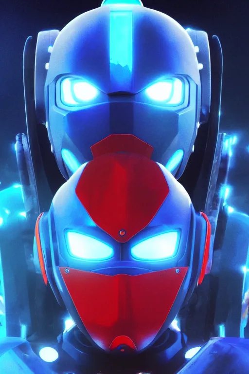 Image similar to robot ninja mask helmet megaman x zero rockman 2 0 2 2 switch game boss legacy collection fanart artsation hyper realistic, octane render clouds, neon colors, bright lights, avatar movie style blue color, 3 2 k image, avatar movie with what if marvel style animation, xel - shaded animation style