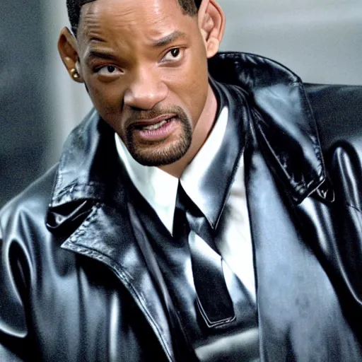 Image similar to A still of Will Smith as Neo from The Matrix Reloaded. Extremely detailed. Beautiful. 4K. Award winning.