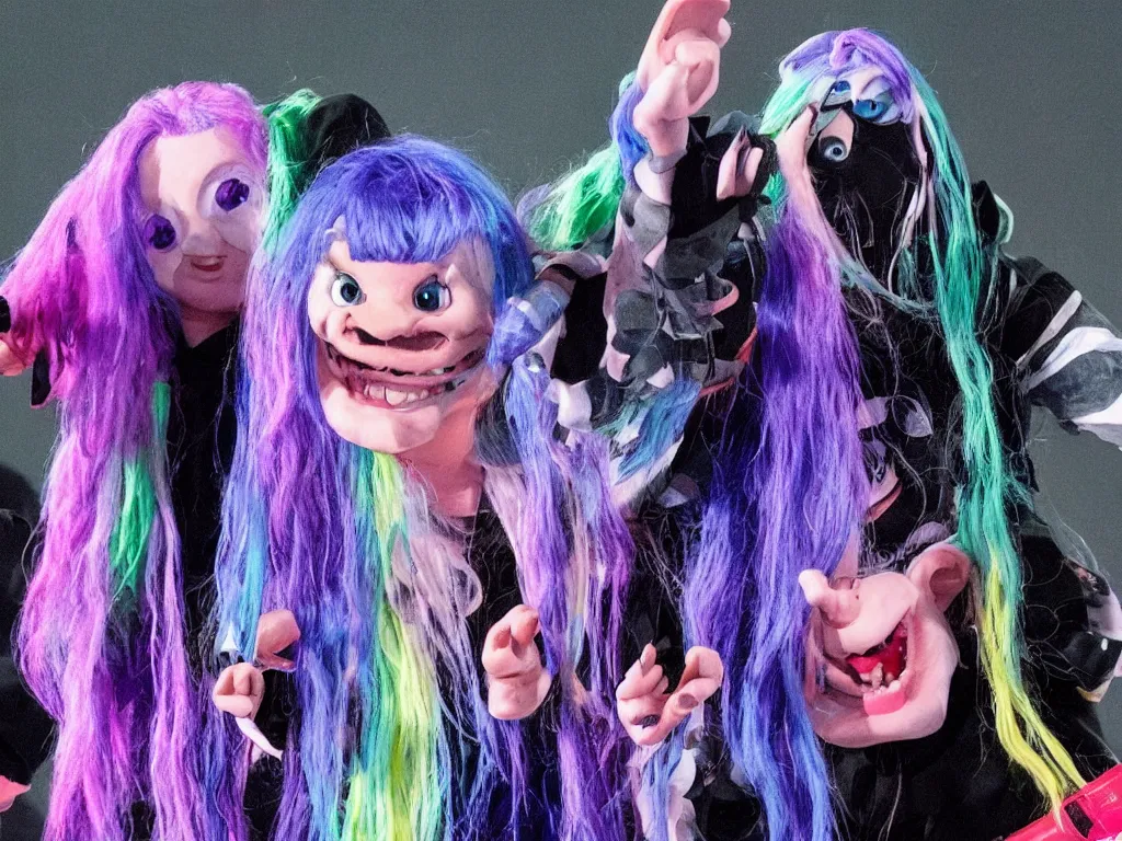 Image similar to billie eilish as a claymation character on stage