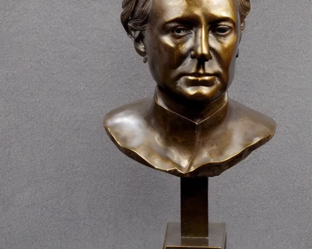 Prompt: a bronze bust of the polyglot Richard Simcott