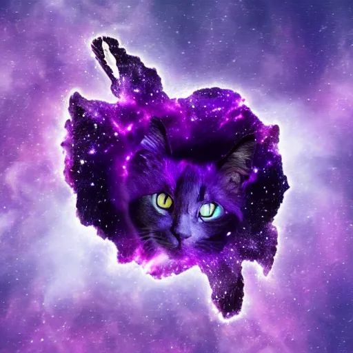 Prompt: Purple nebula in the shape of a cat\'s claw,artstation,highly detailed