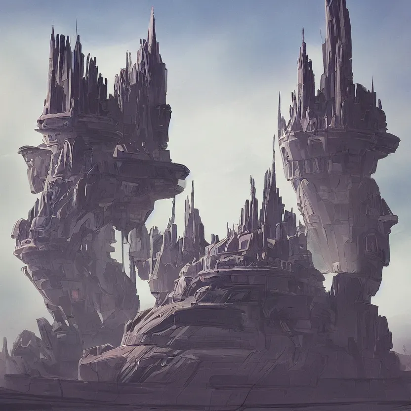 Image similar to a futuristic castle in the middle of a siege in the style of syd mead in the style of jean giraud trending on artstation deviantart pinterest detailed realistic hd 8 k high resolution