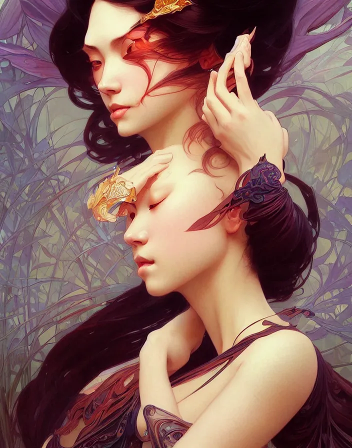 Image similar to portrait of ichigo, intricate, elegant, highly detailed, digital painting, artstation, concept art, smooth, sharp focus, illustration, art by artgerm, greg rutkowski, alphonse mucha, uang guangjian, gil elvgren, sachin teng, symmetry!!