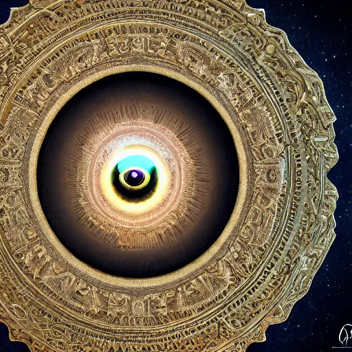 Image similar to The eye of god Rah, intricate, ornate, photorealistic, ultra detailed, octane render, high definition, depth of field, bokeh, 8k, artstation, cgsociety