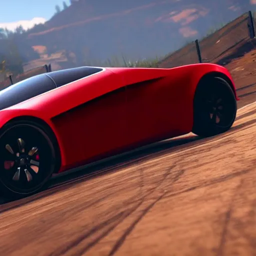 Image similar to futuristic sleek sports car in red dead redemption 2