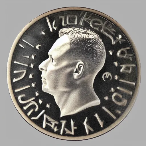 Image similar to a round coin with andrew tate on it