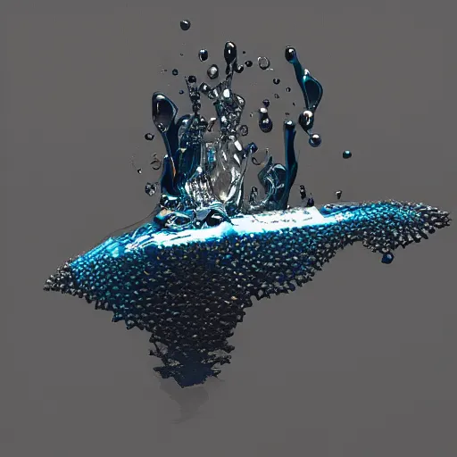 Image similar to a small liquid sculpture as a corvette, viscous, reflective, digital art