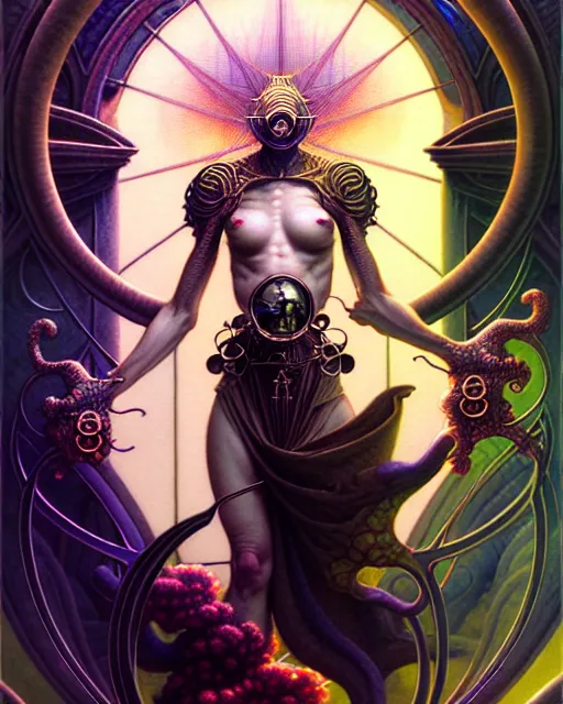 Prompt: judgement tarot card, fantasy character portrait made of fractals, ultra realistic, wide angle, intricate details, the fifth element artifacts, highly detailed by peter mohrbacher, hajime sorayama, wayne barlowe, boris vallejo, aaron horkey, gaston bussiere, craig mullins