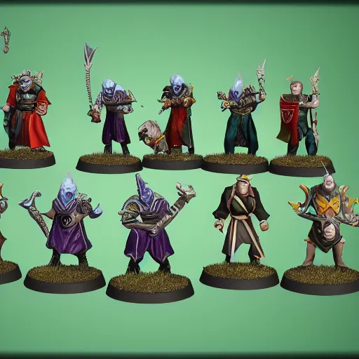 Image similar to runescape characters as warhammer tabletop figurines