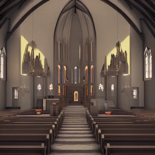 Prompt: a church in all, clash royal style characters, unreal engine 5, octane render, detailed, cinematografic, cinema 4 d