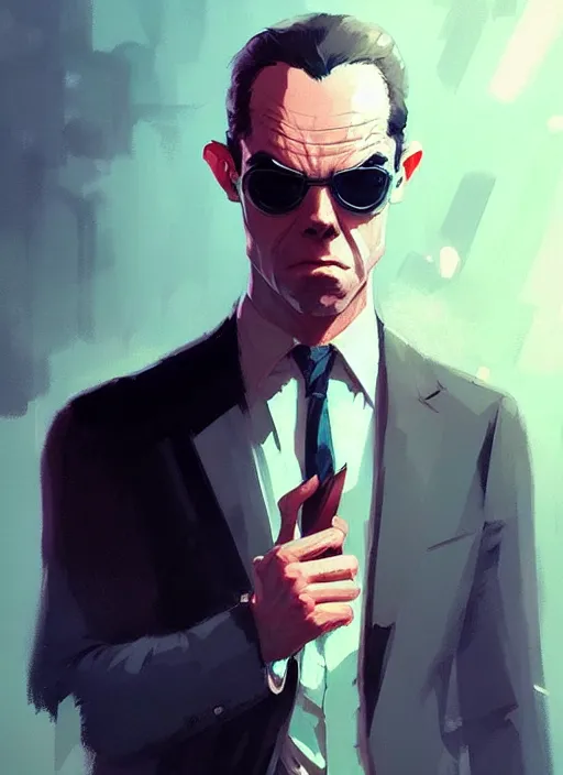 Image similar to highly detailed portrait of agent smith, epic, grandiloquent, photographic realistic background, by atey ghailan, by greg rutkowski, by greg tocchini, by james gilleard, by joe fenton, by kaethe butcher, trending on instagram, award winning details