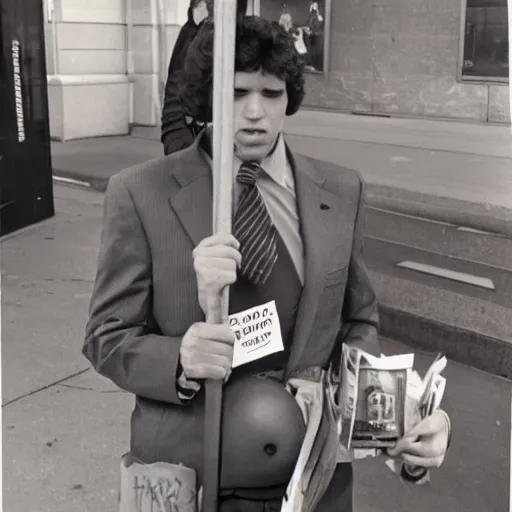 Image similar to joe biden 1980s street performer