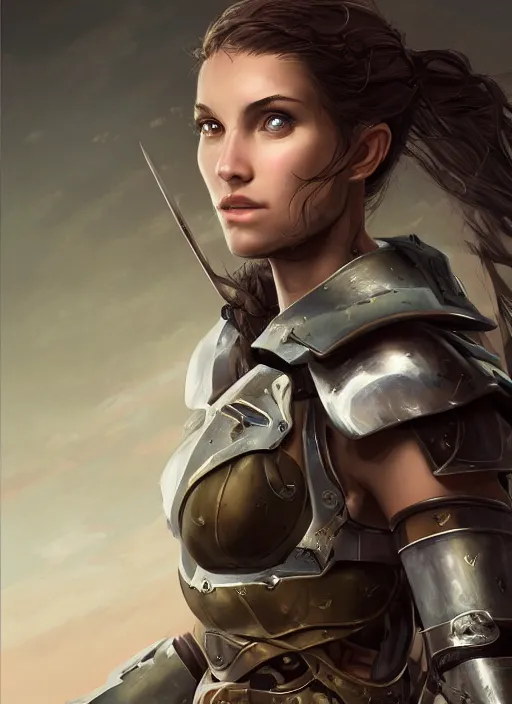 Prompt: a professional photographic portrait of an attractive young girl, partially clothed in battle armor, olive skin, long dark hair, beautiful bone structure, symmetrical facial features, intricate, elegant, digital painting, concept art, smooth, sharp focus, illustration, beautifully framed, from Metal Gear, in the style of Artgerm and Greg Rutkowski and William-Adolphe Bouguerea