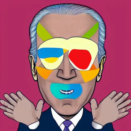 Prompt: an illustration of joe biden by takashi murakami
