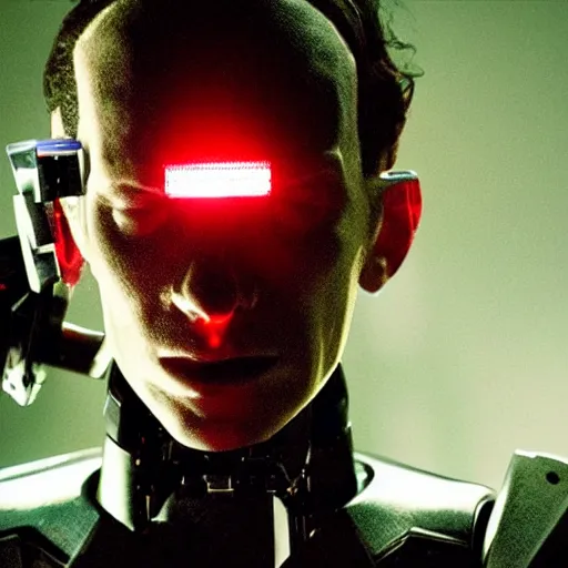 Prompt: movie still of a cool cyborg, cinematic composition, cinematic light, by edgar wright and david cronenberg