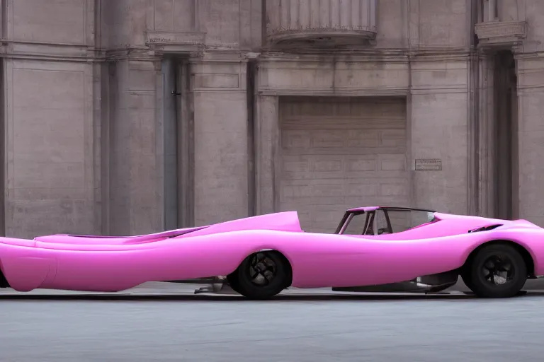 Image similar to Elegant photography of the pink panther car designed by Kanye West