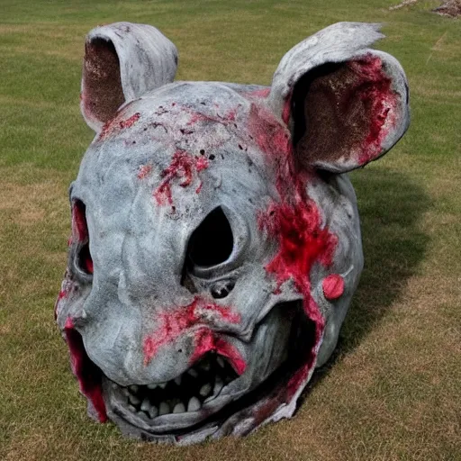 Prompt: giant decapitated zombie mouse head