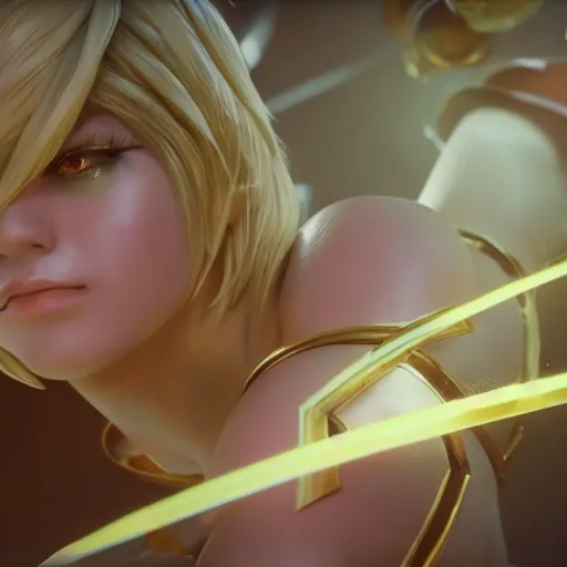 Image similar to still of pretty Riven (League of Legends) in KDA music video. 3d render, octane render, game art, realistic, highly detailed, trending on artstation, 4k, trending on artstation, pixar, cgsociety, unreal engine 5, redshift render, trending on artstation, blender, behance, cg