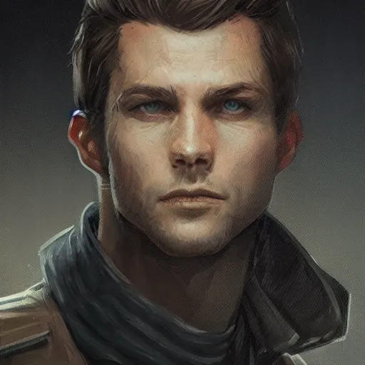 Image similar to portrait of a man by Greg Rutkowski, Cade Skywalker from Star Wars Expanded Universe, he is about 30 years old, wearing a leather jacket, highly detailed portrait, digital painting, artstation, concept art, smooth, sharp foccus ilustration, Artstation HQ