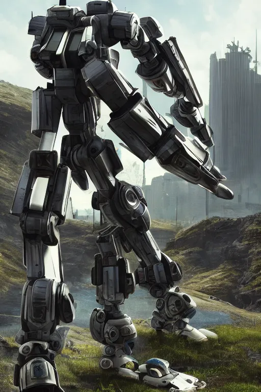 Image similar to mechwarrior 5 : mercenaries mech megaman transformer robot boss tank engine game octane render, 4 k, hd 2 0 2 2 3 d cgi rtx hdr style chrome reflexion glow fanart, global illumination ray tracing hdr fanart arstation by sung choi and eric pfeiffer and gabriel garza and casper konefal pixar and disney unreal zbrush central hardmesh