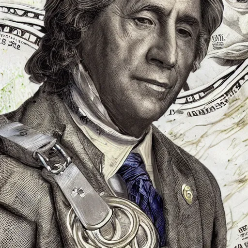 Image similar to congressmen chained to money bags ultra detailed hyper realistic deep focus smooth artstation wlop intricate highly detailed award winning