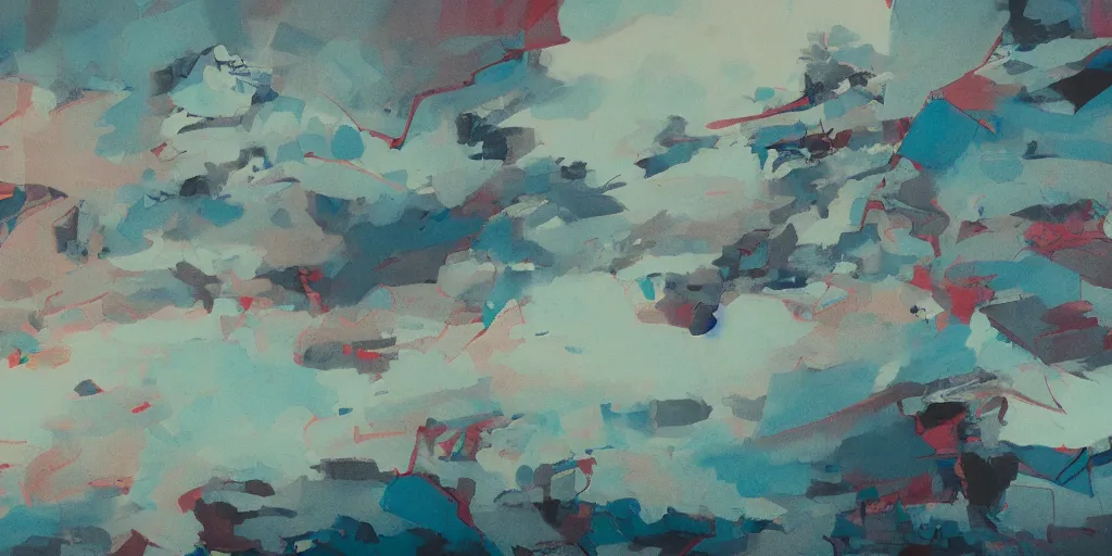 Image similar to abstract landscape painting at 12:00 by james jean and David Schnell, rendering, redshift, octane