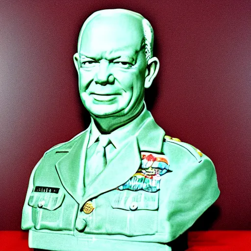 Prompt: a bust of Eisenhower made out of jelly