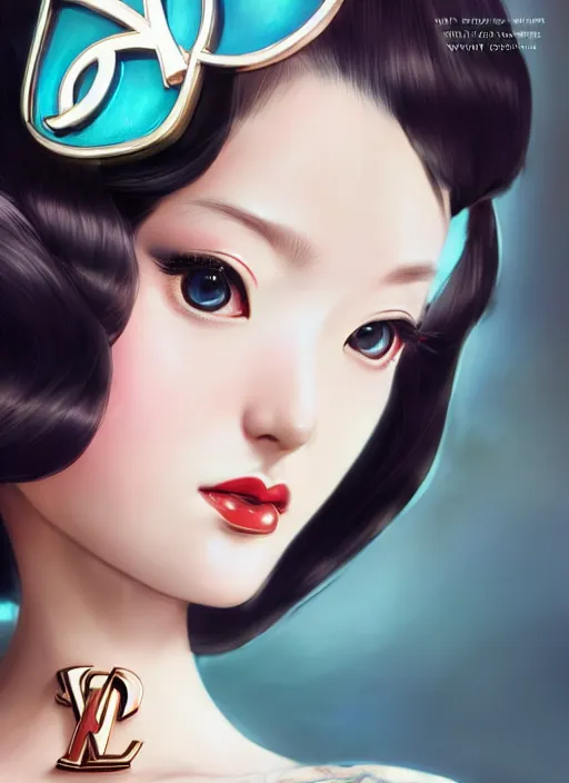 Image similar to a pin up and beautiful fashion dreamlke japan girl with lv jewelry, character art, art by artgerm, wlop, loish, hyperdetailed, 8 k realistic, symmetrical, global illumination, radiant light, frostbite 3 engine, cryengine, dof, trending on artstation, digital art, chanel, dior, detailed background