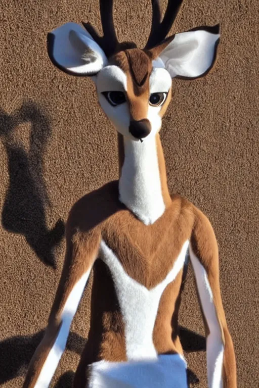 Image similar to an anthropomorphic deer gerenuk hybrid, fursuit!!!!!!!! cosplay