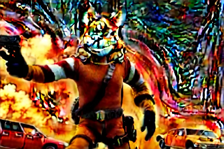 Image similar to nick wilde, heavily armed and armored facing down armageddon in a dark and gritty reboot from the makers of mad max : fury road : witness me