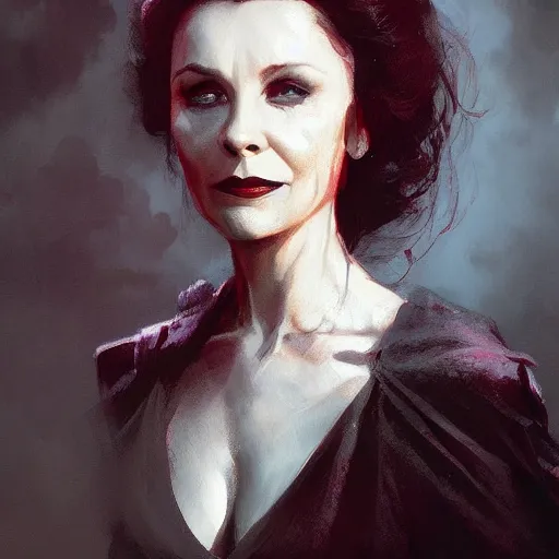 Image similar to a portrait of vivian leigh, eerie colors, dramatic light, gorgeous view, depth, high detail, digital art, painted by greg rutkowski and seb mckinnon, trending on artstation