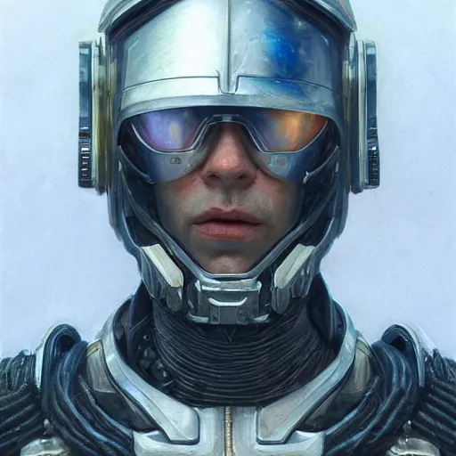 Prompt: human male as a realistic scifi cyberpunk knight, closeup portrait art by donato giancola and greg rutkowski, realistic face, digital art, trending on artstation, skull helmet, symmetry!!!