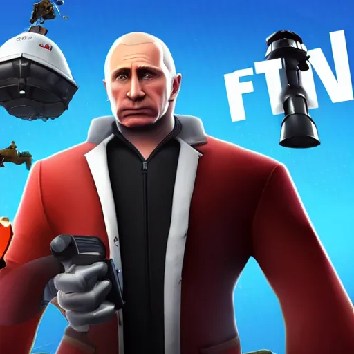 Image similar to vladimir putin as fortnite character, gameplay screenshot