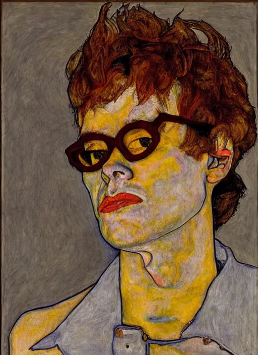 Image similar to portrait of elton john in a golden hour lighting, painted by egon schiele, 8 k extremely realistic and highly detailed