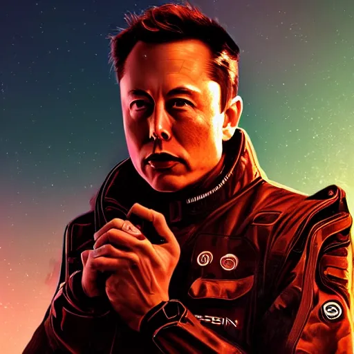 Image similar to elon musk in cyberpunk style on mars digital art very detailed 4 k detailed super realistic