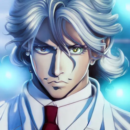 Image similar to portrait of alucard as a dna surgeon, anime fantasy illustration by tomoyuki yamasaki, kyoto studio, madhouse, ufotable, trending on artstation