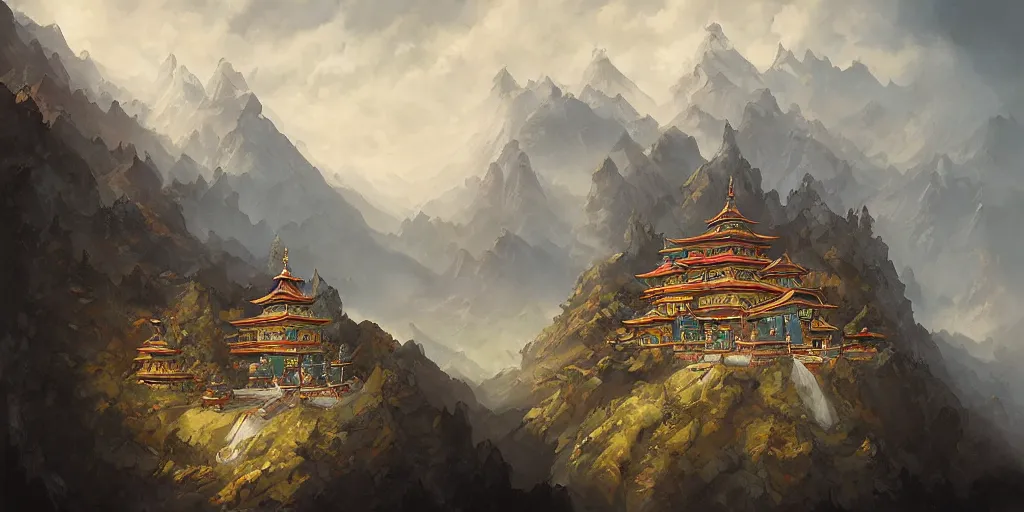 fantasy mountain temple