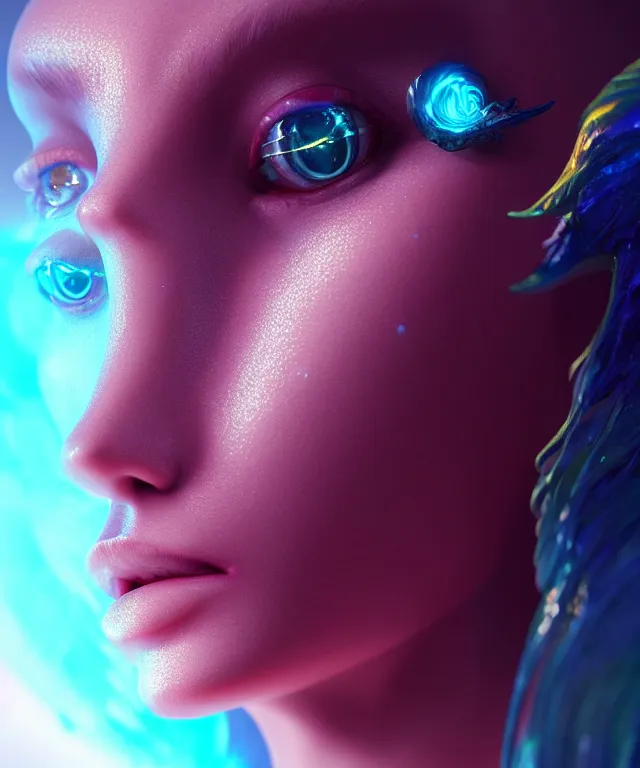 Image similar to goddess close-up portrait. betta fish, phoenix, bioluminiscent creature, intricate artwork by Tooth Wu and wlop and beeple. octane render, trending on artstation, greg rutkowski very coherent symmetrical artwork. cinematic, hyper realism, high detail, octane render, 8k