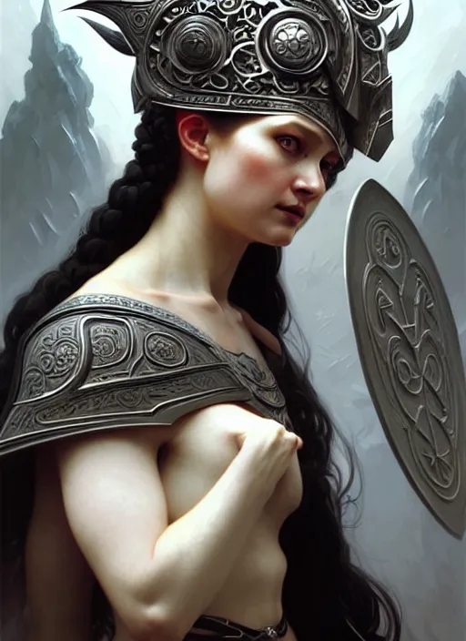 Image similar to character concept portrait of Hel goddess of the death, viking culture, intricate, elegant, digital painting, concept art, smooth, sharp focus, illustration, by Ruan Jia and Mandy Jurgens and William-Adolphe Bouguereau, Artgerm