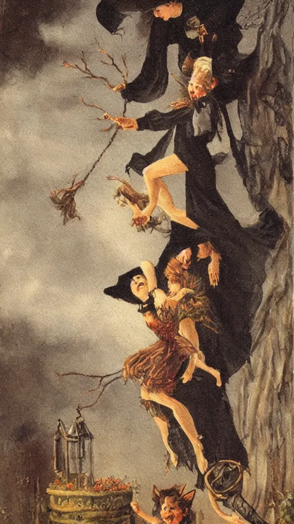 Prompt: witch hanging, victorian painting