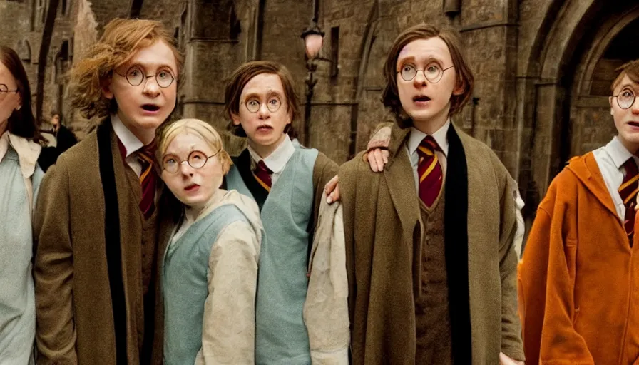 Image similar to a Harry Potter movie directed by Wes Anderson