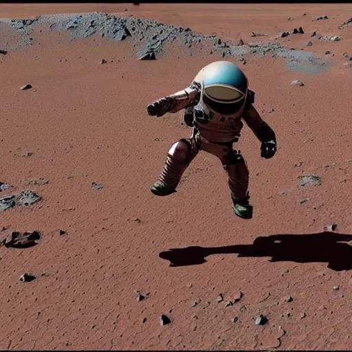 Image similar to dude hitting the whip dance move on mars