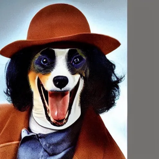 Image similar to Michael Jackson’s face on a dog body