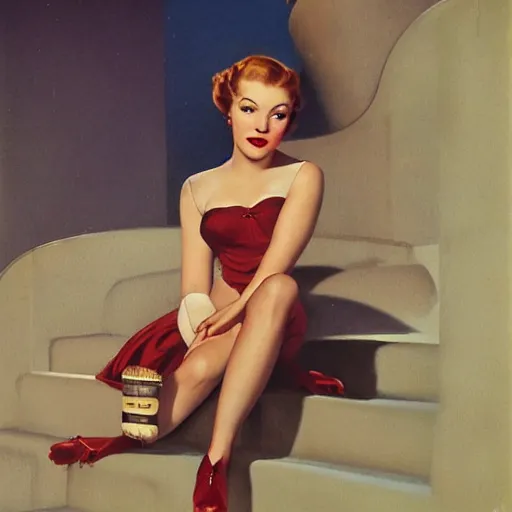 Prompt: photo of young woman by gil elvgren