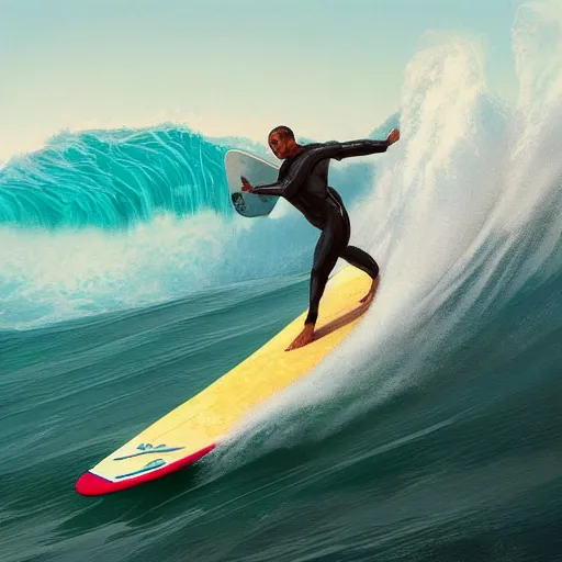 Prompt: obama surfing the biggest wave at nazare, portugal, intricate, highly detailed, digital painting, artstation, concept art, smooth, sharp focus, illustration, unreal engine 5, 8 k, art by artgerm and greg rutkowski and alphonse mucha